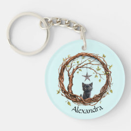 Cute Black Kitten vaktar en stjärna