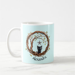 Cute Black Kitten vaktar en stjärna Kaffemugg