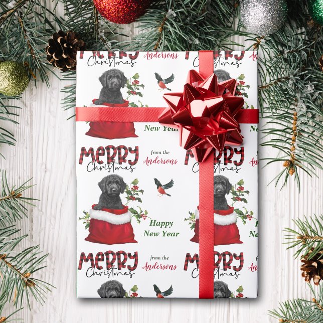 Cute Black Labradoodle-Hund i julklapp Presentpapper (Skapare uppladdad)