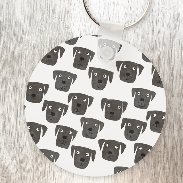 Cute Black Labrador Retriever Hund Keychain Nyckelring (Black Labrador Retriever Dog fun aluminium keyring keychain)