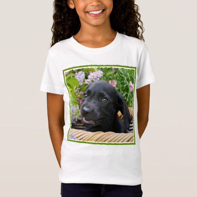 Cute Black Labrador Retriever Hund Puppy Pet Photo T Shirt (Framsida)