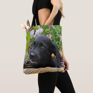 Cute Black Labrador Retriever Hund Puppy Pet Photo Tygkasse