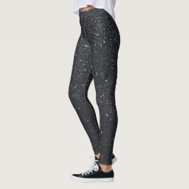Cute Black Leggings Kvinnor: Glitter Mönster