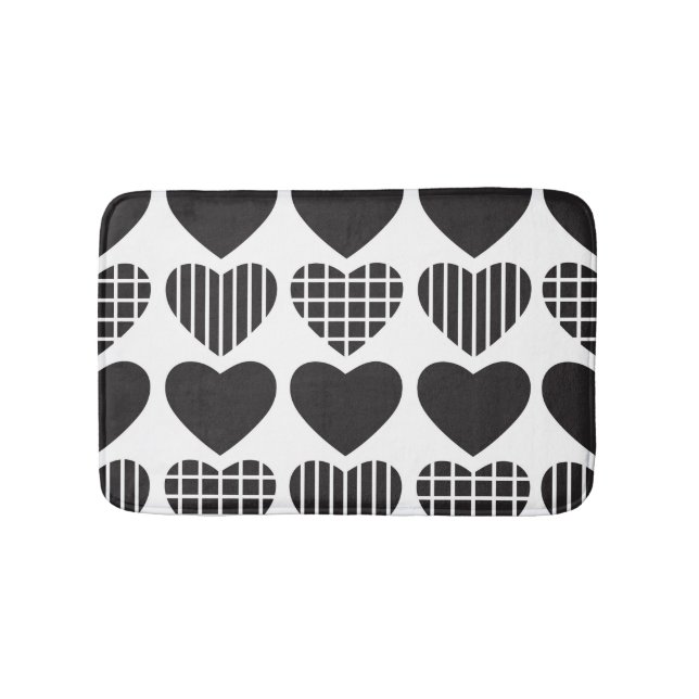 Cute Black Love Hearts Pattern Badrumsmatta (Framsidan)
