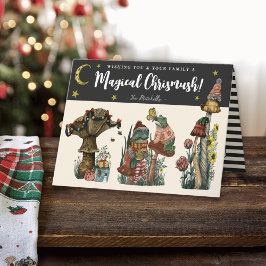 Cute Black Merry Mushroom Cottagecore Jultho Helgkort