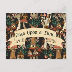 Cute Black Mushroom Fairytale Flytta Announcement Vykort