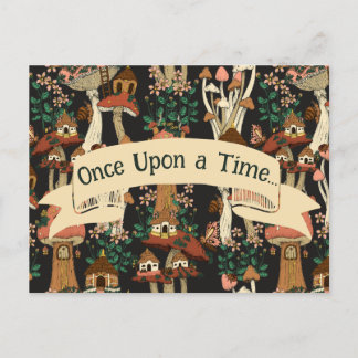 Cute Black Mushroom Fairytale Flytta Announcement Vykort