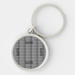 CUTE_ BLACK OCH DEEP GRÅTT KEYCHAIN RUND SILVERFÄRGAD NYCKELRING