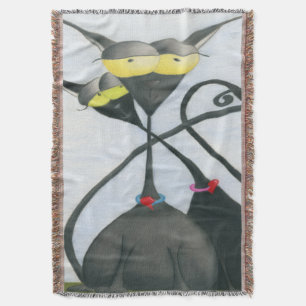 Cute Black och Grått Cat Tecknad Filt