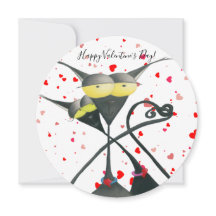 Cute Black och Grått Cat Tecknad