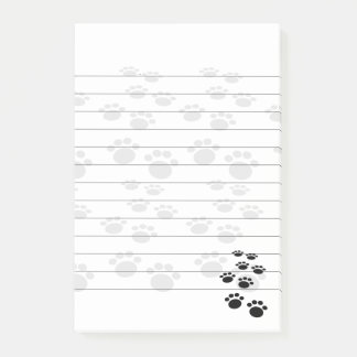 Cute Black och Grått Tecknad Pet Tass Trail lined Post-it Block