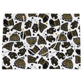 Cute Black och Guld Hats och Mittens jul