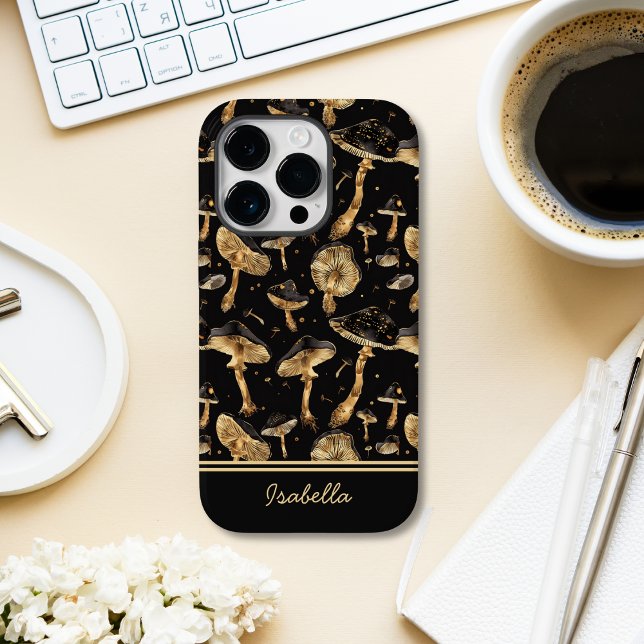 Cute Black och Guld Mushroom Personlig (Skapare uppladdad)