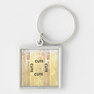 CUTE_ BLACK OCH LIGHT GULT KEYCHAIN FYRKANTIG SILVERFÄRGAD NYCKELRING