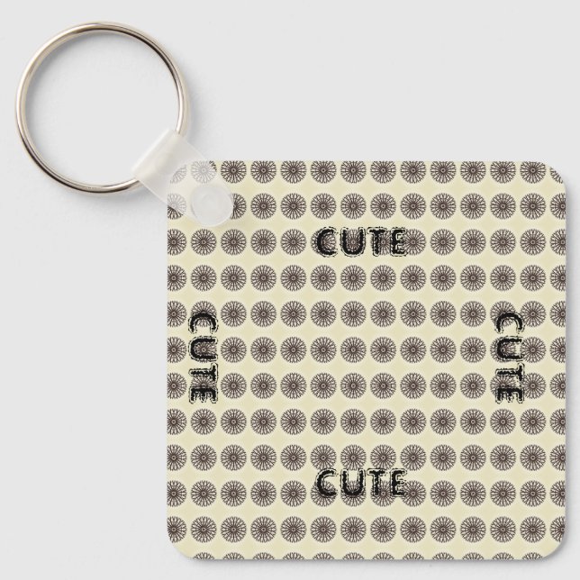 CUTE_ BLACK OCH Light Gult KEYCHAIN Nyckelring (Framsida)