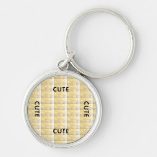 CUTE_ BLACK OCH LIGHT GULT KEYCHAIN RUND SILVERFÄRGAD NYCKELRING