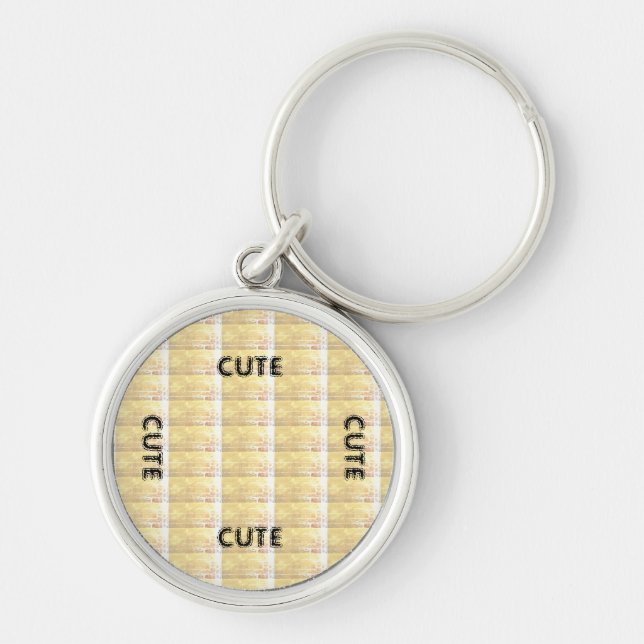 CUTE_ BLACK OCH LIGHT GULT KEYCHAIN RUND SILVERFÄRGAD NYCKELRING (Framsidan)