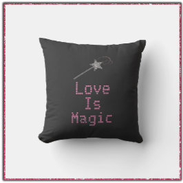 Cute Black och Rosa Kärlek är Magic Kudde