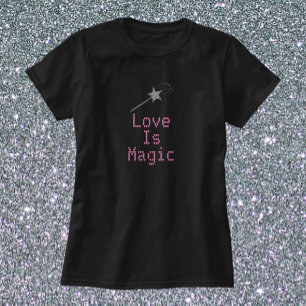 Cute Black och Rosa Kärlek är Magic T-Shirt