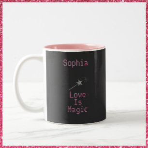 Cute Black och Rosa Kärlek är Magic Två-Tonad Mugg
