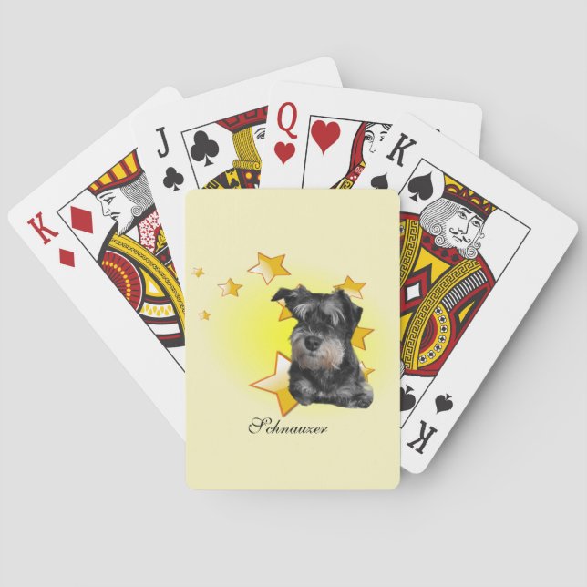 Cute Black och Silver Schnauzer är en stjärna Casinokort (Baksidan)
