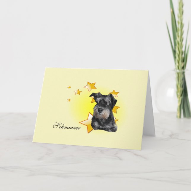 Cute Black och Silver Schnauzer är en stjärna Kort (Framsida)