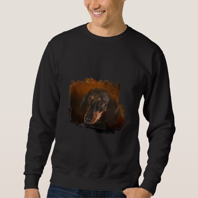 Cute Black och Tan Dachshund Lång Ärmad Tröja (Framsida)