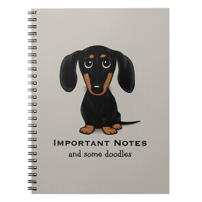 Cute Black och Tan Dachshund med Anpassningsbar Te Anteckningsbok (Framsidan)