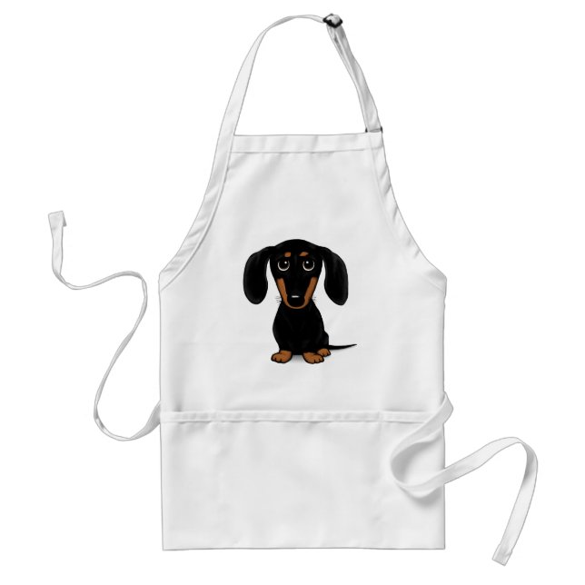 Cute Black och Tan Dachshund med Anpassningsbar Te Förkläde (Framsidan)