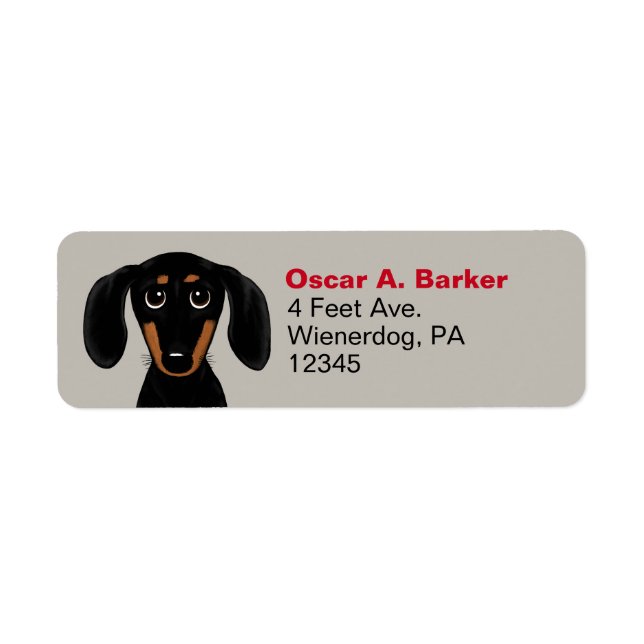 Cute Black- och Tan Dachshund-Returetiketter Returadress Etikett (Framsidan)
