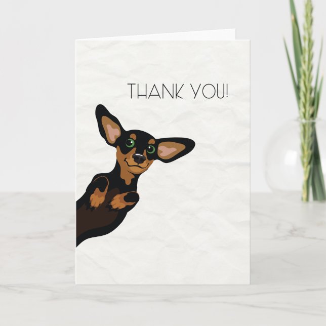 Cute black och tan Dachshund tack vare ditt kort (Framsida)
