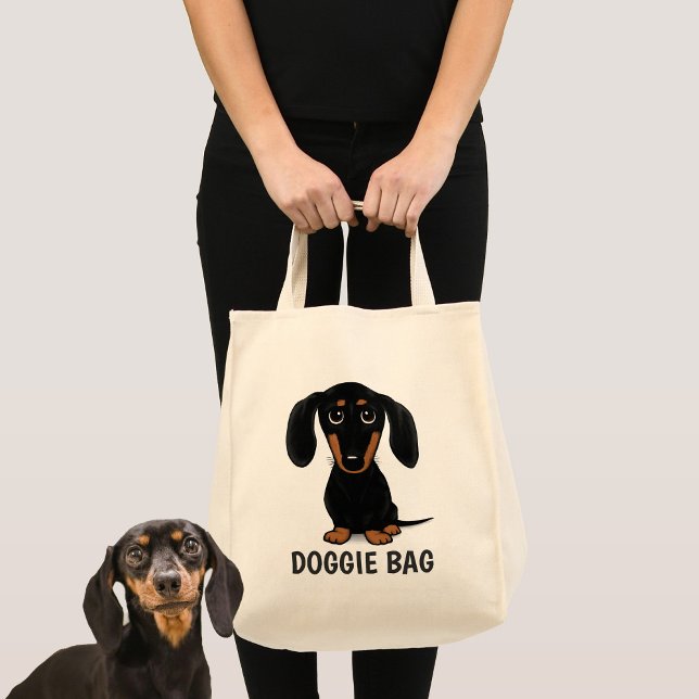 Cute Black och Tan Dachshund Wiener Hund Doggie Tygkasse (Skapare uppladdad)
