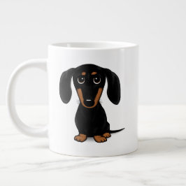 Cute Black och Tan Dachshund | Wiener Hund Jumbo Mugg