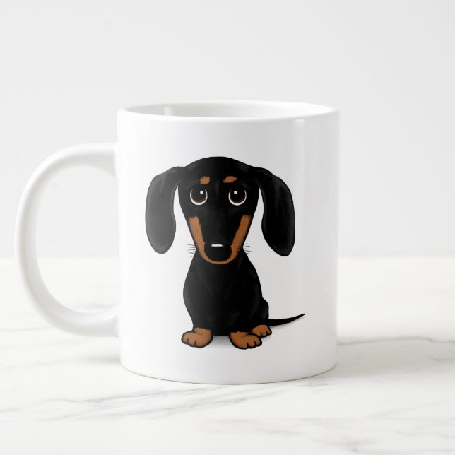 Cute Black och Tan Dachshund | Wiener Hund Jumbo Mugg (Vänster)