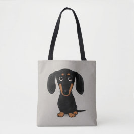 Cute Black och Tan Dachshund Wiener Hund Tygkasse