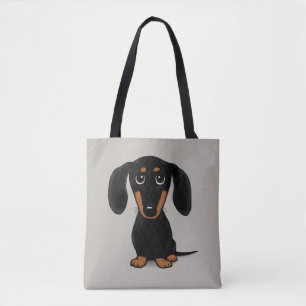 Cute Black och Tan Dachshund Wiener Hund Tygkasse