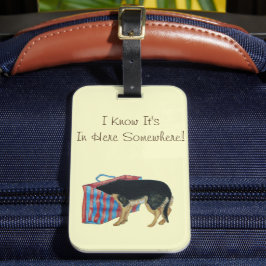 Cute Black och tan nosey hund roligt Bagagebricka