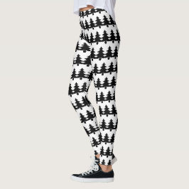 Cute Black och White Julgran Mode Leggings