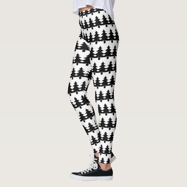 Cute Black och White Julgran Mode Leggings (Vänster)