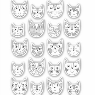 Cute Black och White Kattunge Klistermärken
