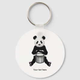 Cute BLack och White Panda Drummer Nyckelring