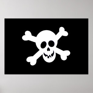 Cute Black och White Pirat Flagga Poster