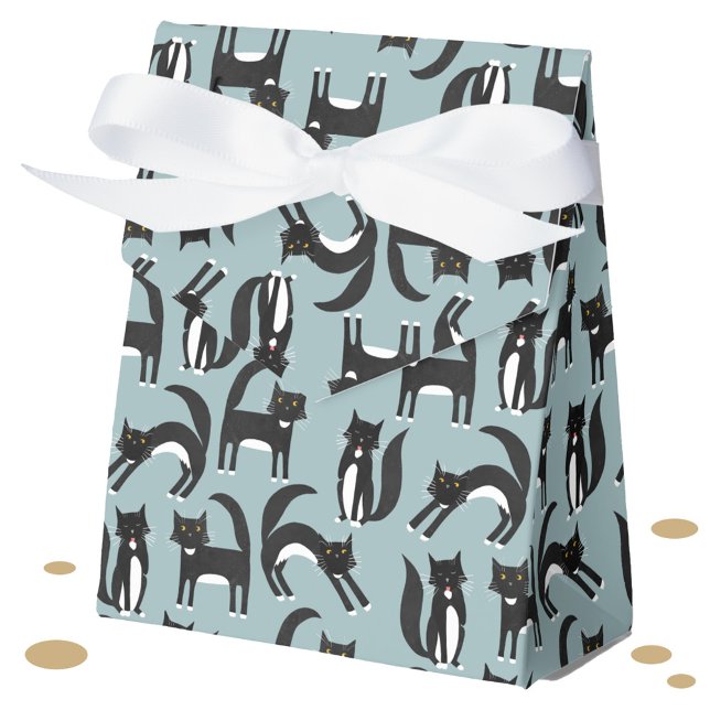 Cute Black och White Tuxedo Cat Mönster Presentaskar (Black and white tuxedo cat favor box)
