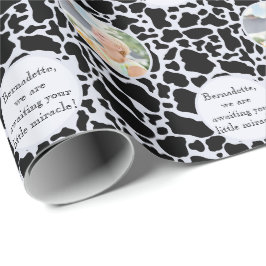 Cute Black on Blue Cowhide Print Photo Sentiment Presentpapper