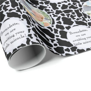 Cute Black on Blue Cowhide Print Photo Sentiment Presentpapper