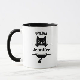 Cute Black on White Personlig Cat Mugg