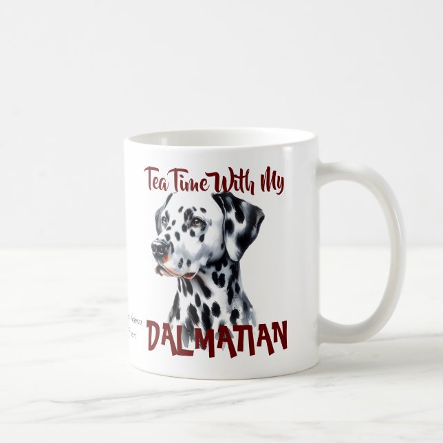 Cute Black on White Tea Time med Dalmatien Kaffemugg (Höger)