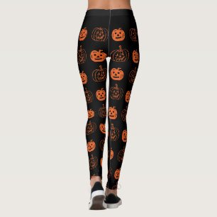 Cute Black Orange Jack o lantern Mönster Halloween Leggings