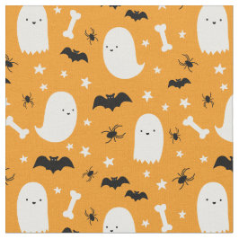 Cute Black Orange Spooky Spöken Spiders Halloween Tyg