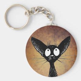 Cute black oriental cat keychain nyckelring